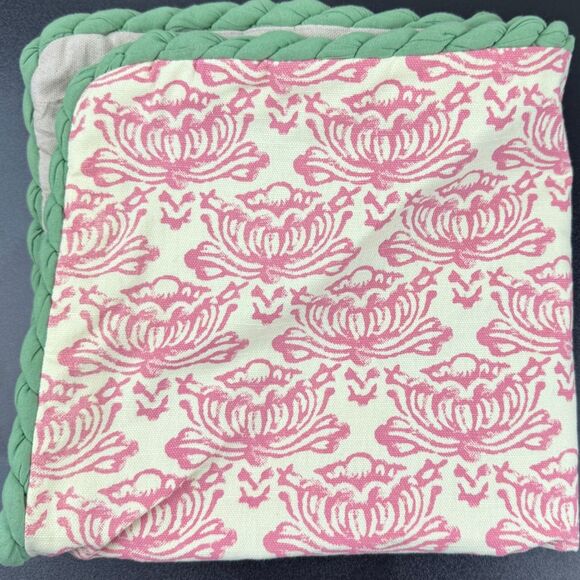 West Elm + RHODE Lotus Pillow Cover in Brandied Apricot/Fair Green Cotton 20" - Picture 3 of 7